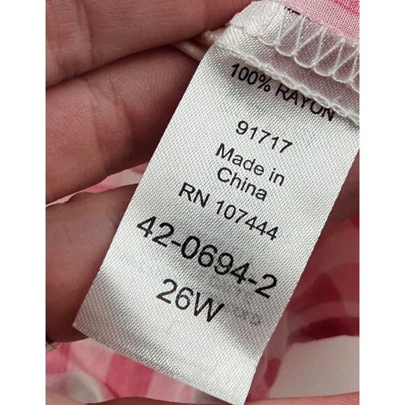 EUC Jessica London tiered 3/4 sleeve 26W pink picnic checkered chic girly career - Picture 5 of 7